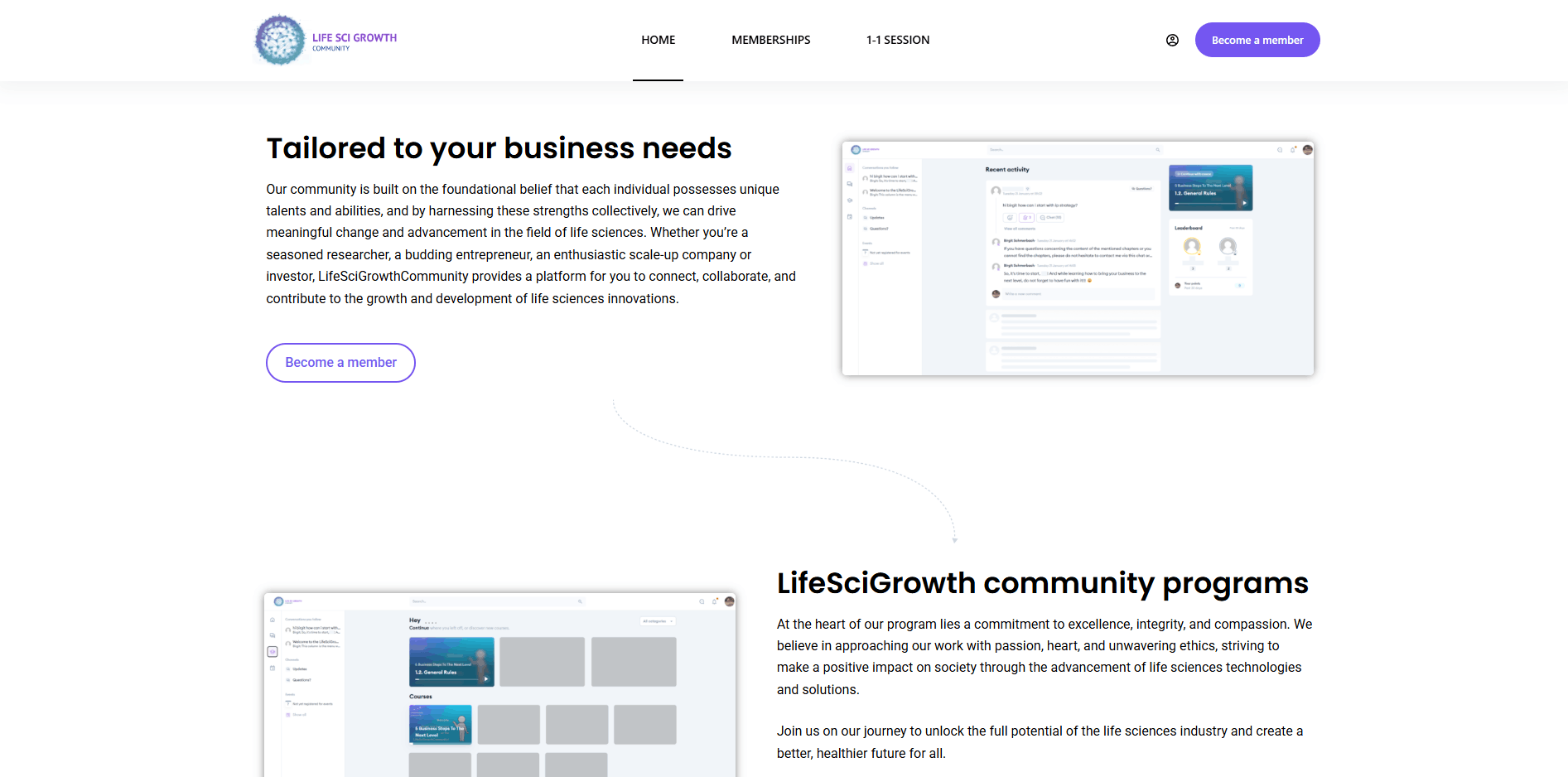 LifeSciGrowth community software section